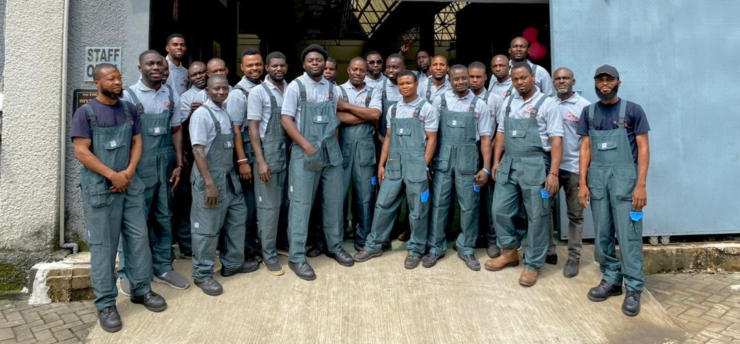 skilled technicians team at work